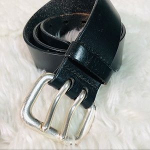 Black leather classic double hole belt 27to 32